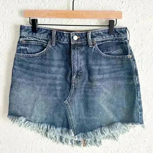 Free People raw‎ hem denim mini skirt